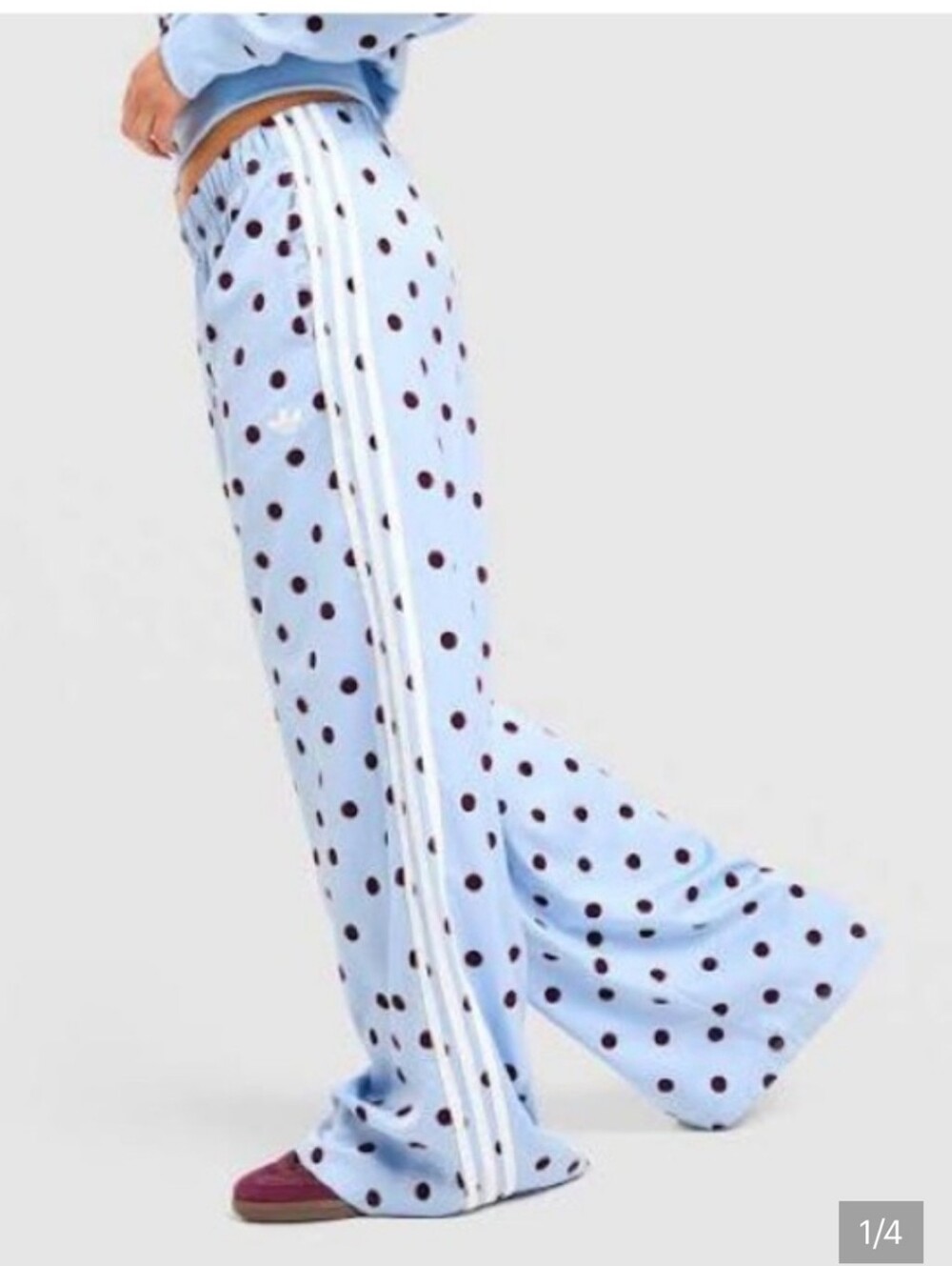 NWT Adidas Blue Polka Dot Wide Leg Pants (Small)